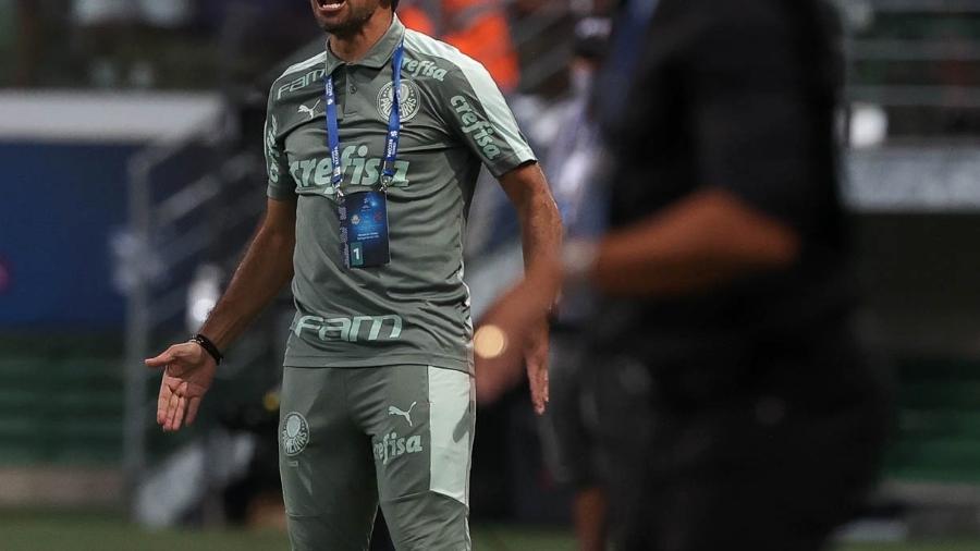 O técnico Abel Ferreira foi expulso após o segundo gol do Palmeiras, ao chutar um copo de água - Cesar Greco/Palmeiras