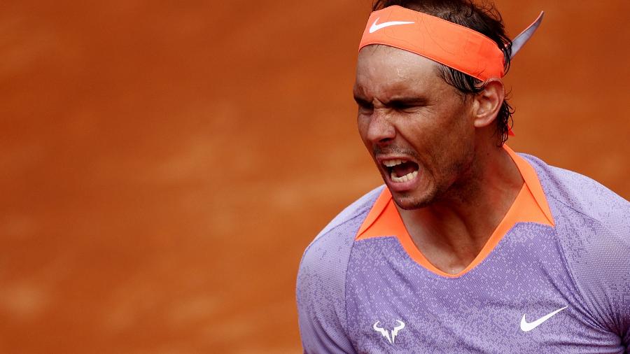 Rafael Nadal na primeira rodada do Masters 1000 de Roma em 2024