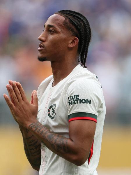 João Pedro, atacante do Chelsea, não comemora após marcar contra o Fluminense no Mundial João Pedro, atacante do Chelsea, não comemora após marcar contra o Fluminense no Mundial