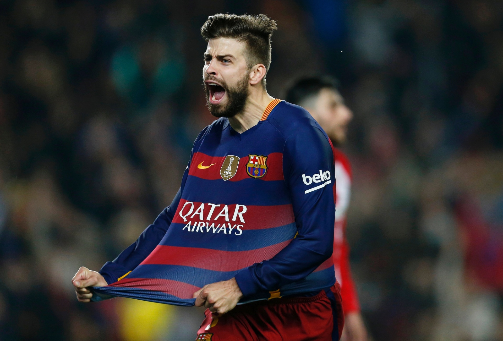 Piqué comemora segundo gol do Barcelona contra o Athletic Bilbao em jogo válido pela Copa do Rei -  EFE/ Alejandro García