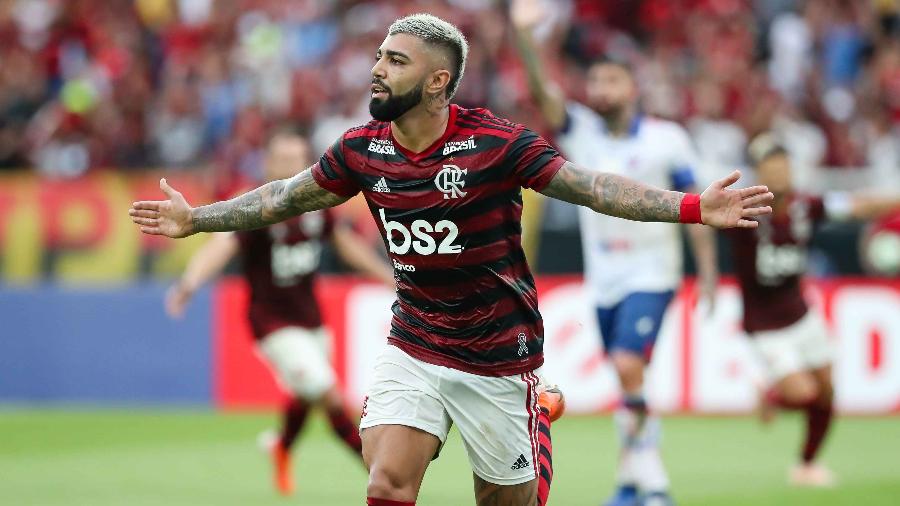 Gabigol, do Flamengo, comemora após marcar gol em partida contra o Fortaleza pelo Campeonato Brasileiro 2019 - ANDRÉ MELO ANDRADE/AM PRESS & IMAGES/ESTADÃO CONTEÚDO