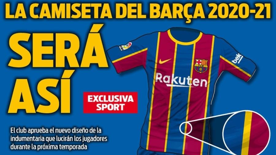 Jornal espanhol divulga como deve ser nova camisa do Barcelona - Reprodução/Sport