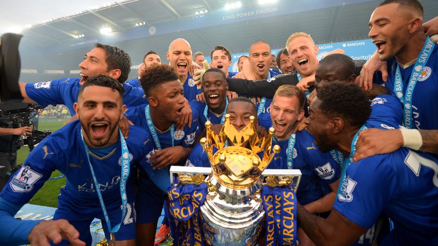 Leicester comemorando título da Premier League em 2016 - Michael Regan/Getty Images