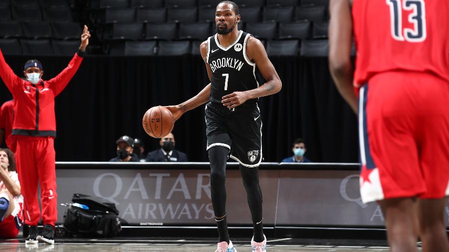 Kevin Durant fez primeiro jogo pelo Brooklyn Nets, na pré-temporada da NBA - NBAE via Getty Images