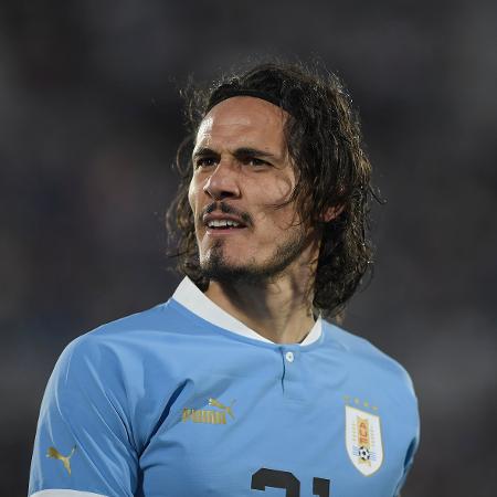 O atacante Edinson Cavani em ação pela seleção do Uruguai