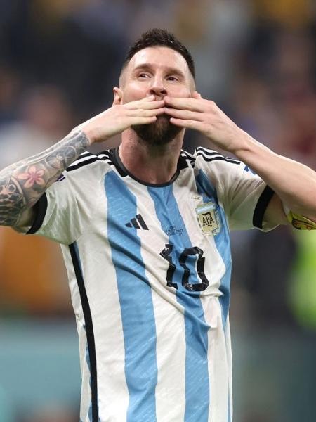Messi comemora durante a partida entre Argentina e Croácia, pela Copa do Mundo do Qatar - Reprodução/Copa do Mundo da Fifa