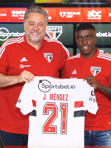 Jhegson Méndez utilizará a camisa 21 do São Paulo. - Reprodução/SPFC Play