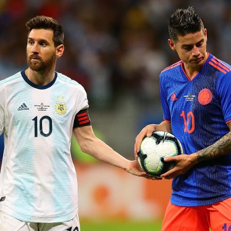 Lionel Messi e James Rodríguez durante a Copa América de 2019