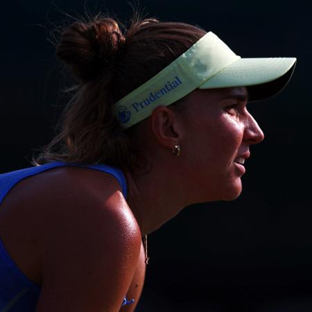 Beatriz Haddad Maia durante jogo contra McCartney Kessler, em Nottingham Beatriz Haddad Maia durante jogo contra McCartney Kessler, em Nottingham