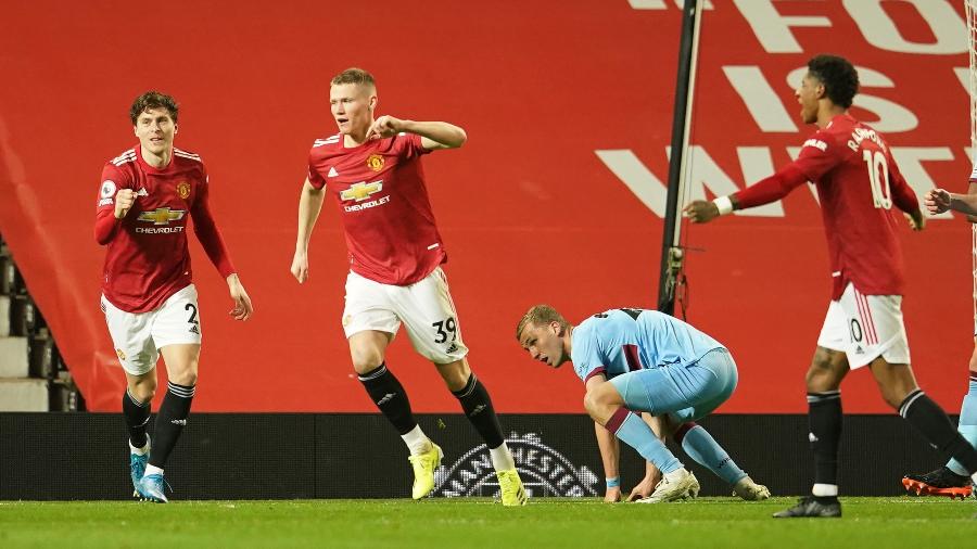 Jogadores do Manchester United comemoram gol contra o West Ham - Dave Thompson/REUTERS