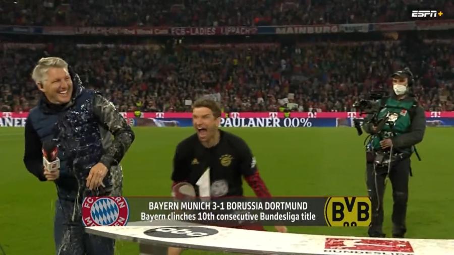 Título do Bayern de Munique rendeu brincadeira de Muller com ex-companheiro ao vivo na TV - Reprodução/ESPN