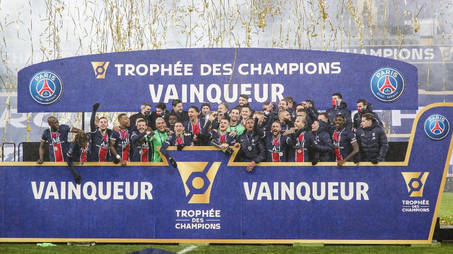 Jogadores do PSG comemoram título da Supercopa da França - Divulgação/PSG