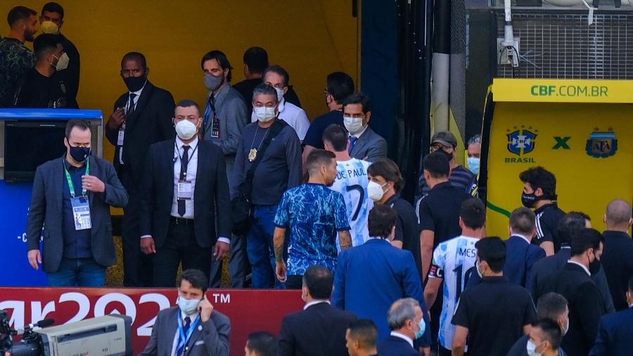 Jogadores da Argentina deixam o campo da Neo Química Arena, mas permanecem no vestiário - Marcello Zambrana/AGIF