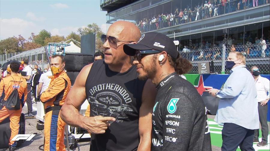 Vin Diesel e Lewis Hamilton no GP de Monza - Reprodução/F1