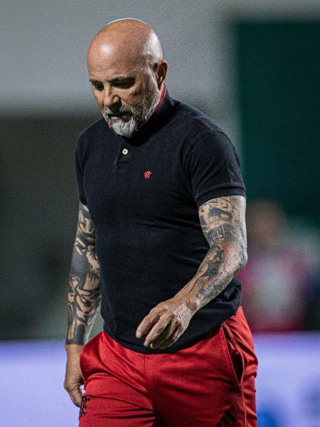 Jorge Sampaoli, técnico do Flamengo, no jogo contra o Goiás, pelo Brasileirão