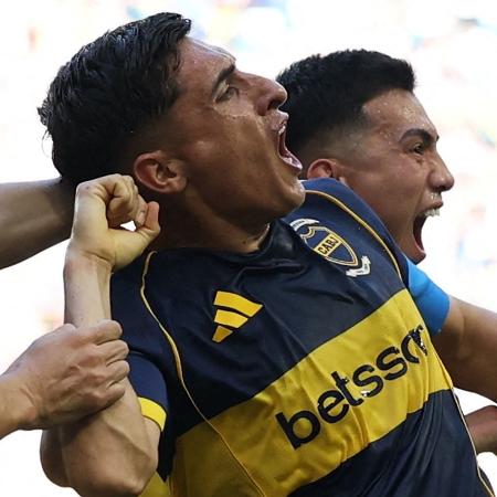 Merentiel comemora gol marcado pelo Boca Juniors contra o Benfica no Mundial Merentiel comemora gol marcado pelo Boca Juniors contra o Benfica no Mundial