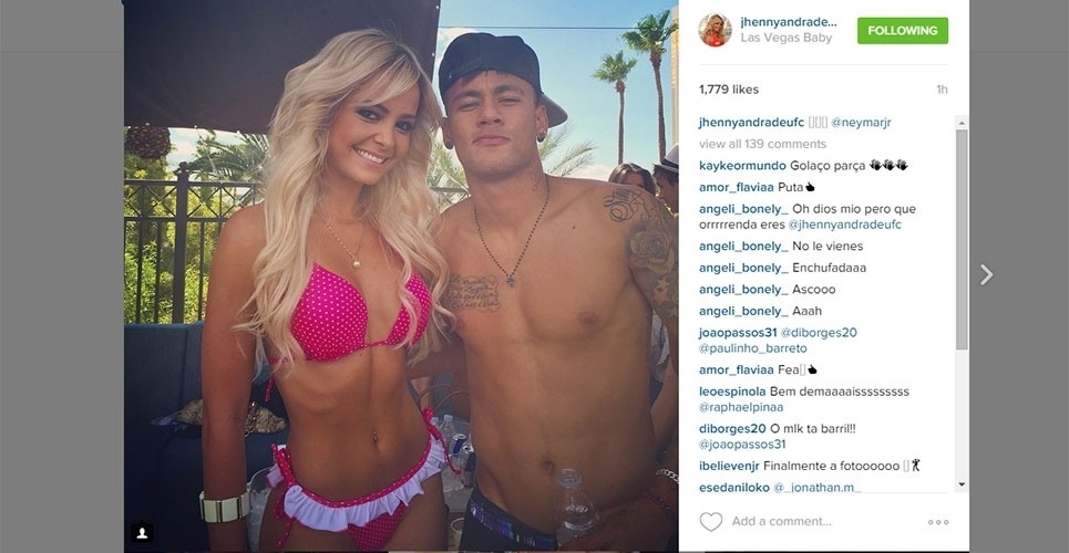 Neymar curte festa na piscina na companhia de ring girl do UFC em Las Vegas - Reprodução/Instagram