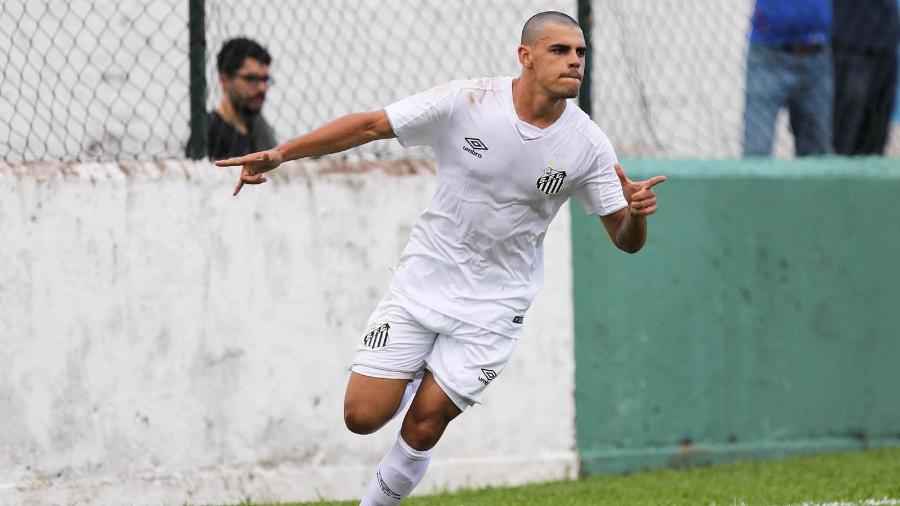 Alexandre Tam, do Santos, comemora gol pelo Brasileiro de Aspirantes - Pedro Ernesto Guerra Azevedo/Santos FC