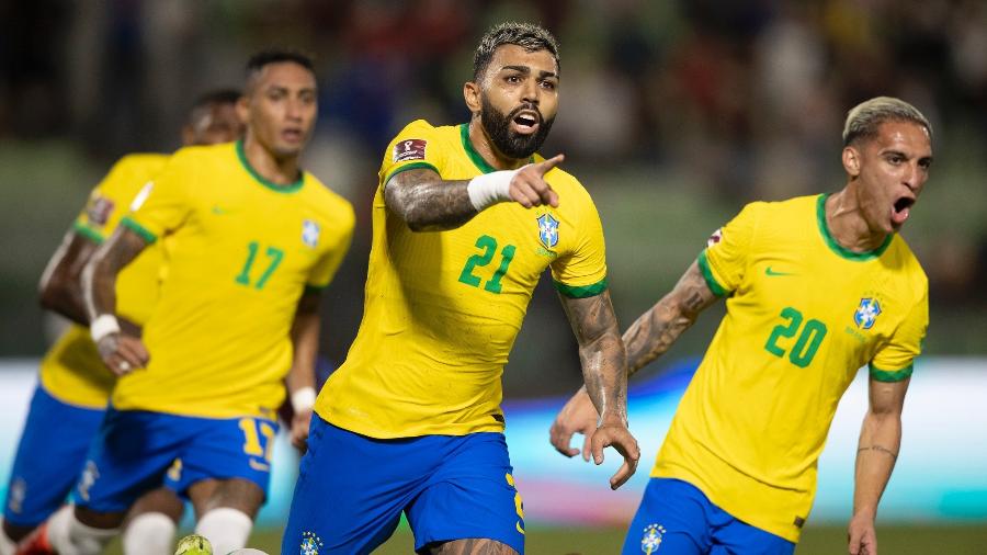 Gabigol comemora o gol da virada do Brasil sobre a Venezuela - Lucas Figueiredo/CBF