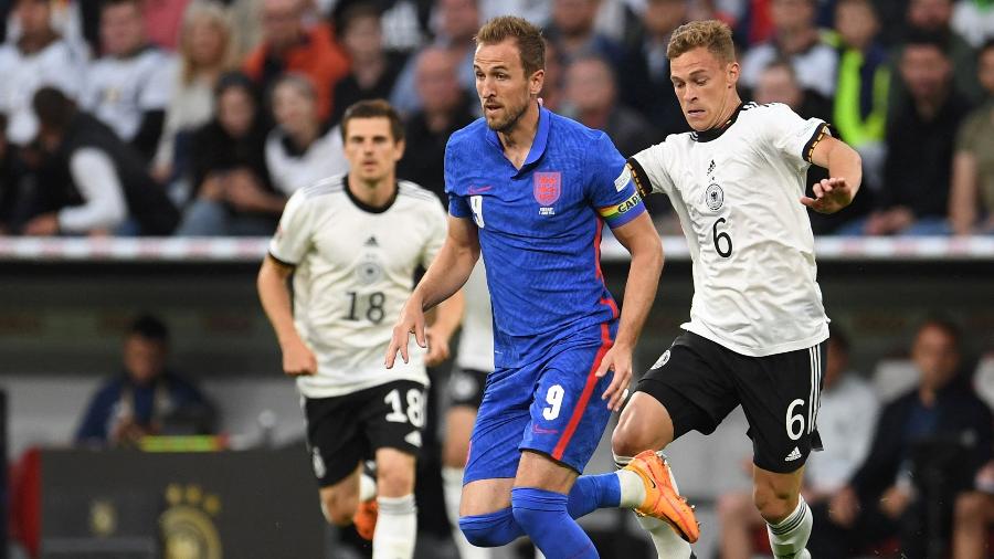 Harry Kane fez o gol de empate da Inglaterra contra a Alemanha na tarde de hoje (7), em Munique - REUTERS/Andreas Gebert