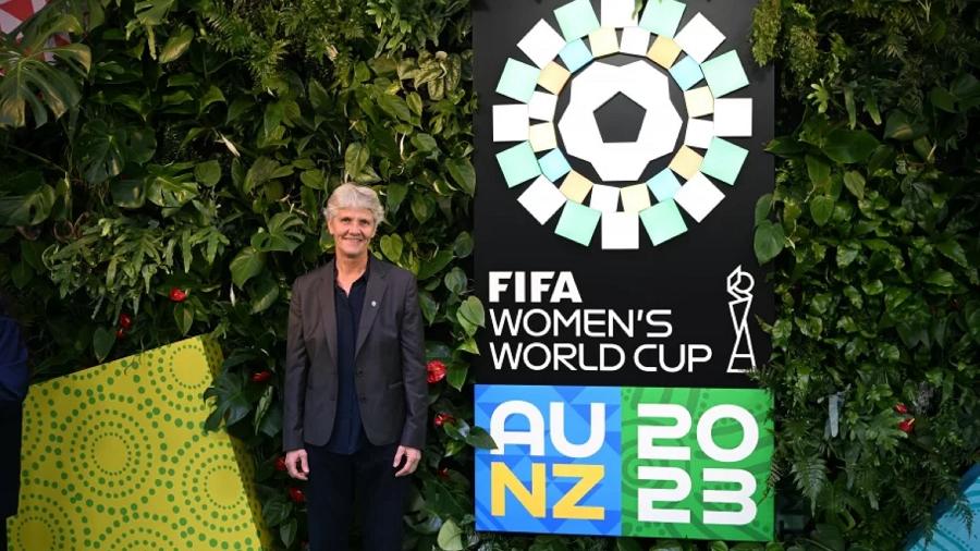 Pia Sundhage, técnica da seleção brasileira, durante sorteio dos grupos da Copa do Mundo de 2023 - Joe Allison/Getty Images