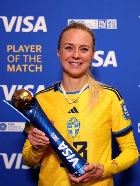 Amanda Ilestedt, da Suécia, é eleita melhor em campo em jogo contra o Japão