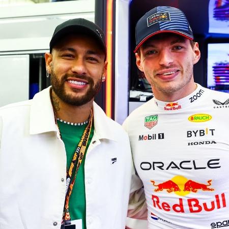 Neymar e Max Verstappen durante o GP do Bahrein de Fórmula 1