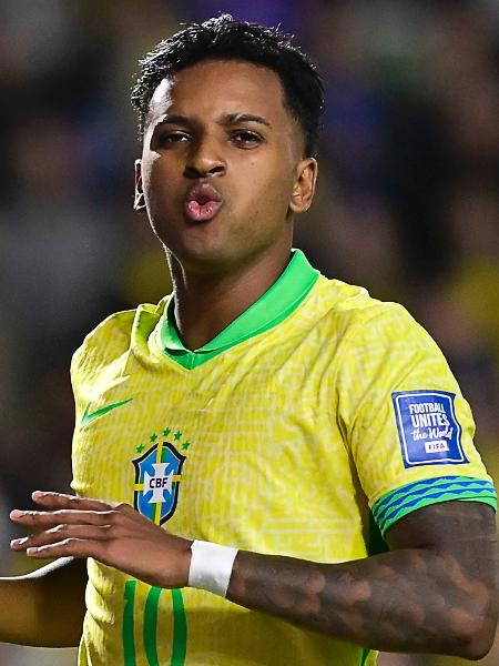 Rodrygo, do Brasil, comemora gol sobre o Equador em jogo das Eliminatórias - EDUARDO CARMIM/AGÊNCIA O DIA/AGÊNCIA O DIA/ESTADÃO CONTEÚDO