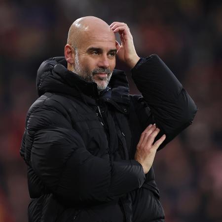 Pep Guardiola durante o jogo do City contra o Sporting, pela Liga dos Campeões