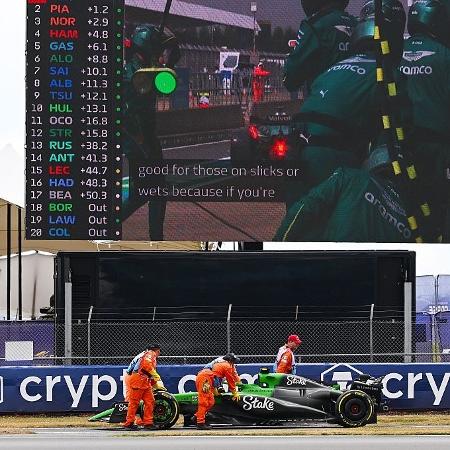 Bortoleto roda e bate logo no início do GP de Silverstone Bortoleto roda e bate logo no início do GP de Silverstone