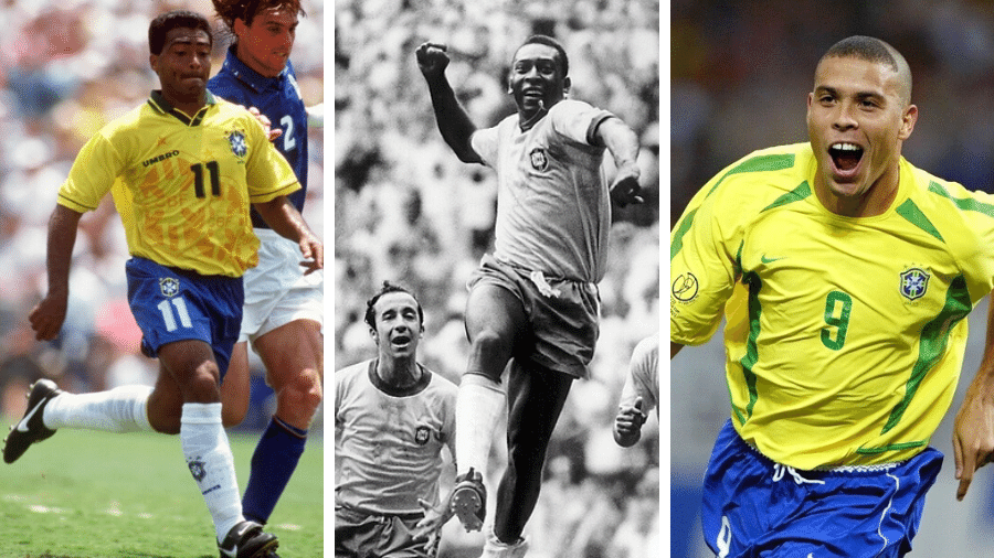Romário, Pelé e Ronaldo, que fizeram história na seleção brasileira, foram lembrados pelo jornal, que também colocou Garrincha na lista - Getty Images/Divulgação