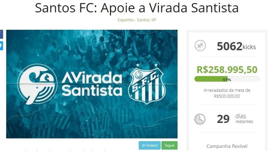 "Vaquinha" do Santos arrecadou metade do valor em menos de 24 horas - Reprodução