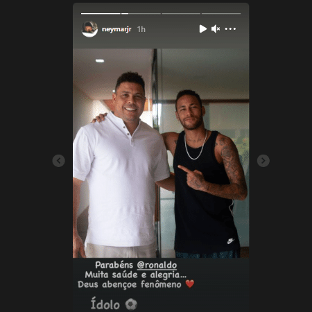 Neymar postou foto desejando feliz aniversário a Ronaldo - Reprodução/Instagram