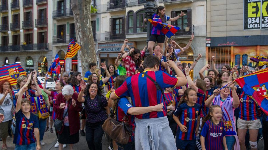 Festa da vitória do time feminino do Barcelona