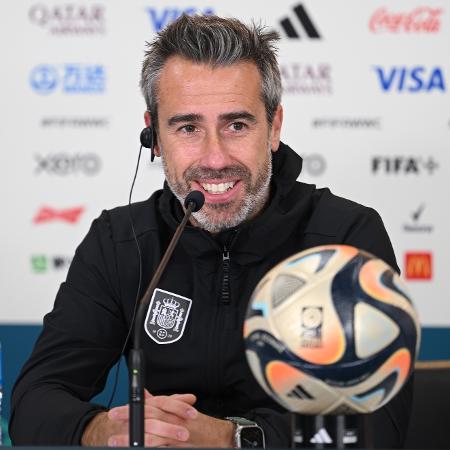 Jorge Vilda, técnico da Espanha, celebra classificação para a final da Copa do Mundo feminina