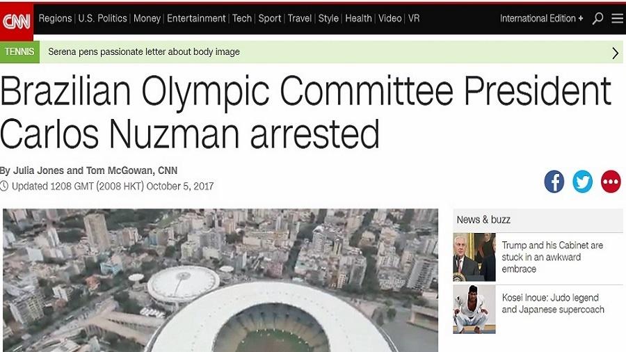 Nuzman é destaque no site da emissora CNN - Reprodução