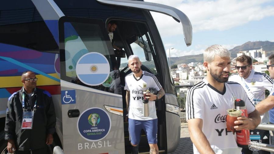 Seleção argentina chega ao estádio Independência para treinamento - Divulgação/AFA/Argentina