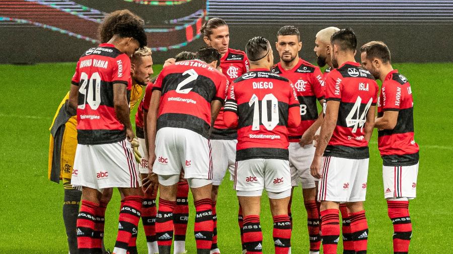 Equipe do Flamengo reunida antes do jogo diante do Grêmio, pela Copa do Brasil - Alexandre Vidal / Flamengo
