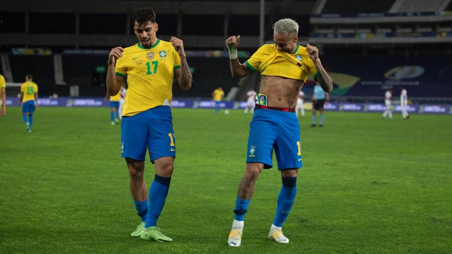 Paquetá e Neymar comemoram gol na seleção - Lucas Figueiredo/CBF