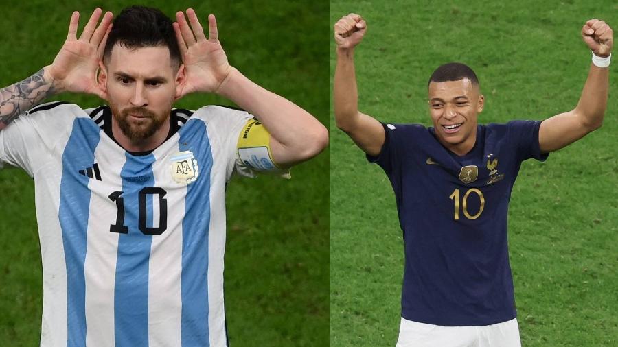 Montagem Lionel Messi e Kylian Mbappé - Montagem/AFP