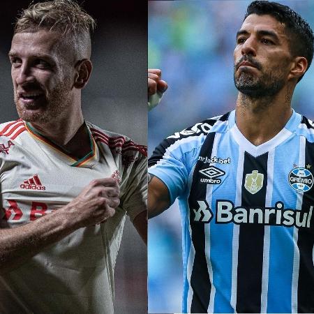 Pedro Henrique, do Inter, e Luis Suárez, do Grêmio  - Heber Gomes/AGIF // Maxi Franzoi/AGIF 