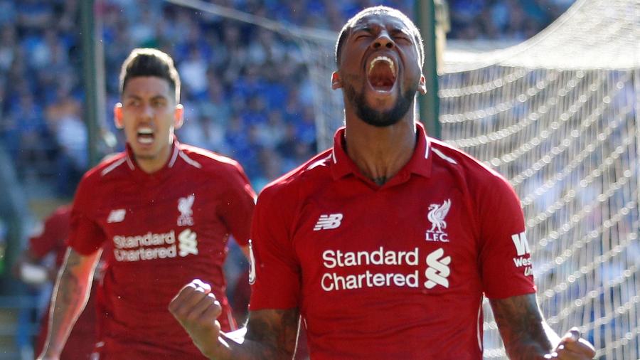 Wijnaldum comemora gol do Liverpool contra o Cardiff - Reuters/Carl Recine