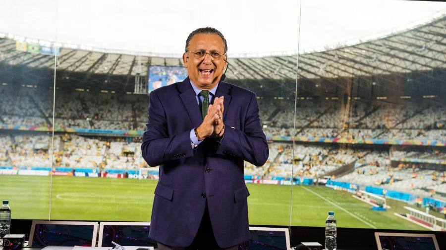 Galvão Bueno na cabine de transmissão do Estádio Mineirão em Belo Horizonte na semifinal da Copa do Mundo em 2014 - Memória Globo: João Miguel Júnior/Globo