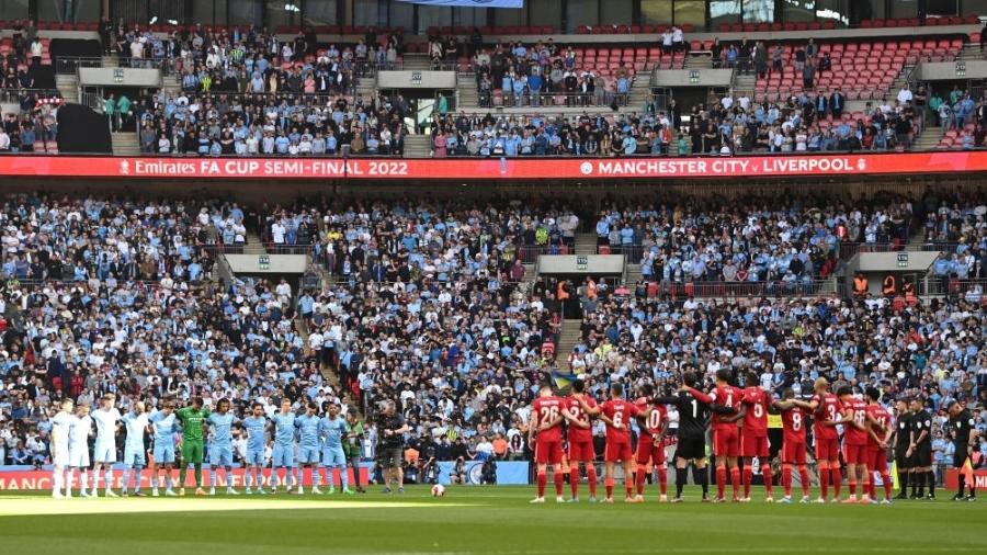 Liverpool e Manchester City minutos antes do apito inicial na semifinal da Copa da Inglaterra - Shaun Botterill/Getty Images