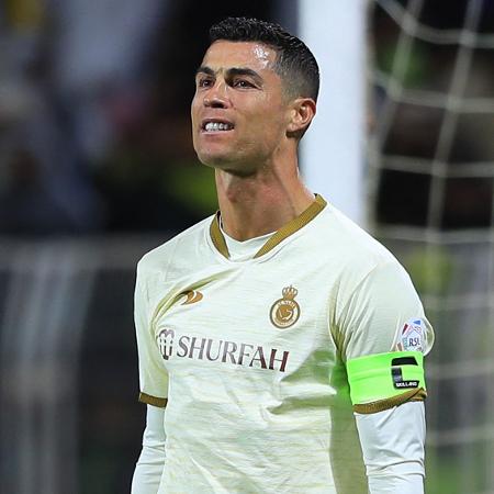 Cristiano Ronaldo em partida do Al Nassr pelo Campeonato Saudita. - ALI ALDAIF/AFP