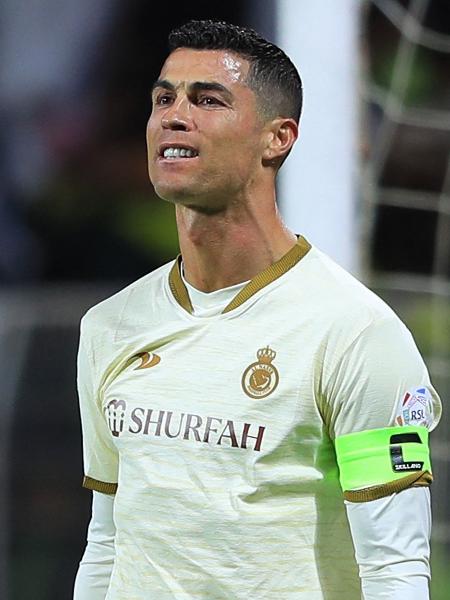Cristiano Ronaldo em partida do Al Nassr pelo Campeonato Saudita. - ALI ALDAIF/AFP