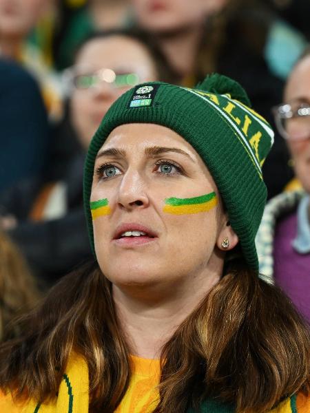 Torcedora da Austrália em jogo contra a Nigéria pela Copa do Mundo feminina