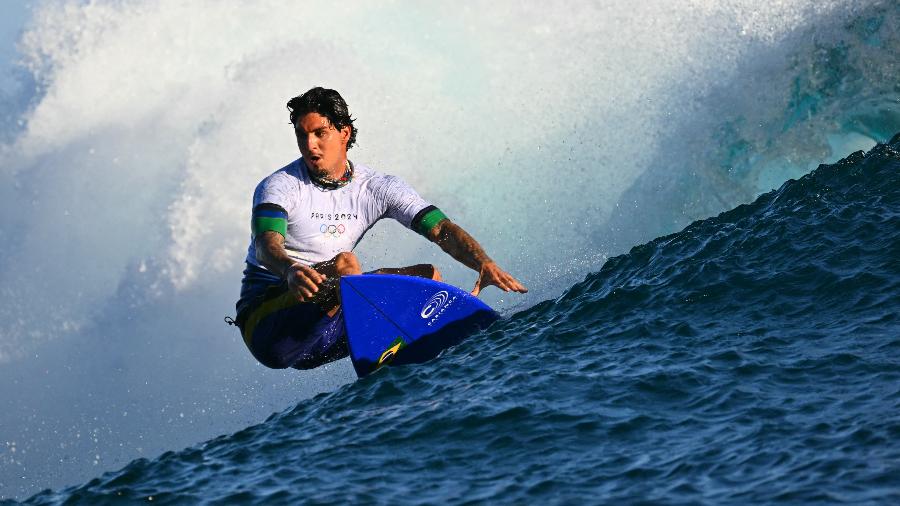 Surfista brasileiro Gabriel Medina na disputa dos Jogos Olímícos de Paris 2024