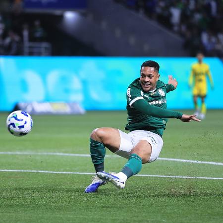 Vitor Roque lamenta chance desperdiçada na partida entre Palmeiras e Mirassol, no Allianz Parque
