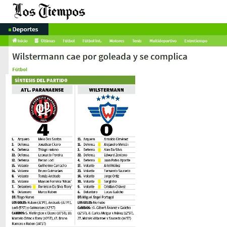 Jornal boliviano erra escudo do Athletico - Reprodução